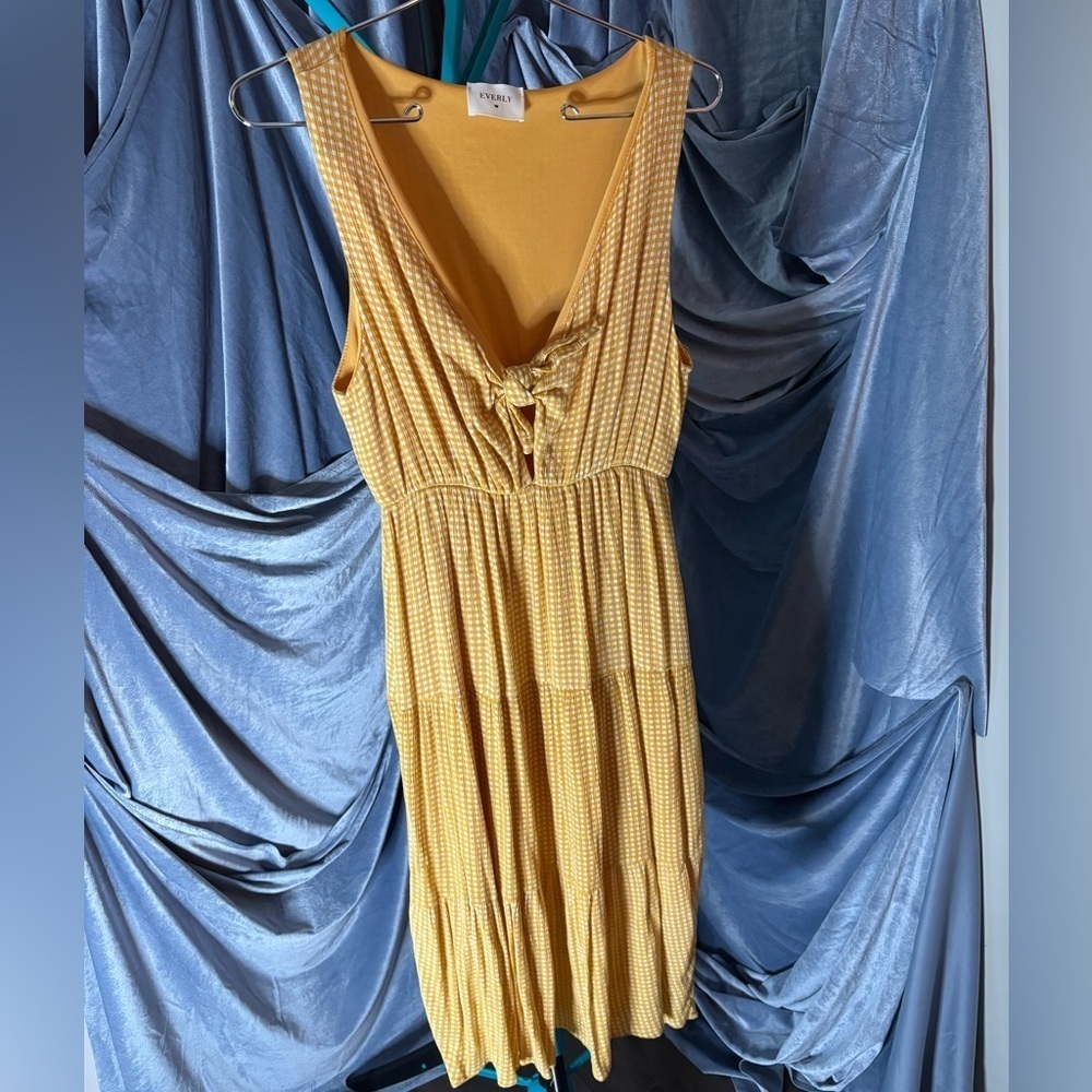 Everly Mustard Yellow Tie-Front Tiered Maxi Dress